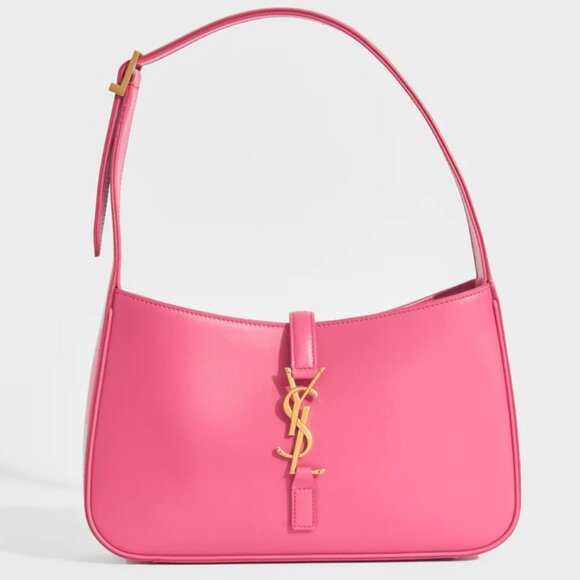 Saint Laurent YSL Monogram Le 5 à 7 Leather Shoulder Hobo Bag Bubblegum - Picture 1 of 16